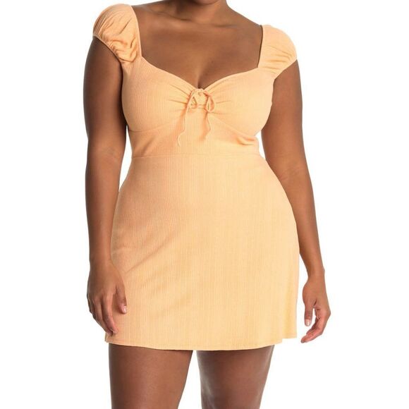 L*SPACE Sirena Skater Mini Ribbed Dress in Cantaloupe - Picture 8 of 8